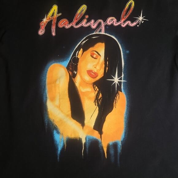 Aaliyah Graphic Tee L Official Licensed Black T-Shirt C-Life Group R&B Hip Hop - Picture 1 of 5